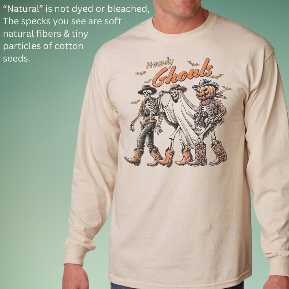 Howdy Ghouls western halloween shirt spooky cowboy skeleton graphic - Picture 5 of 5